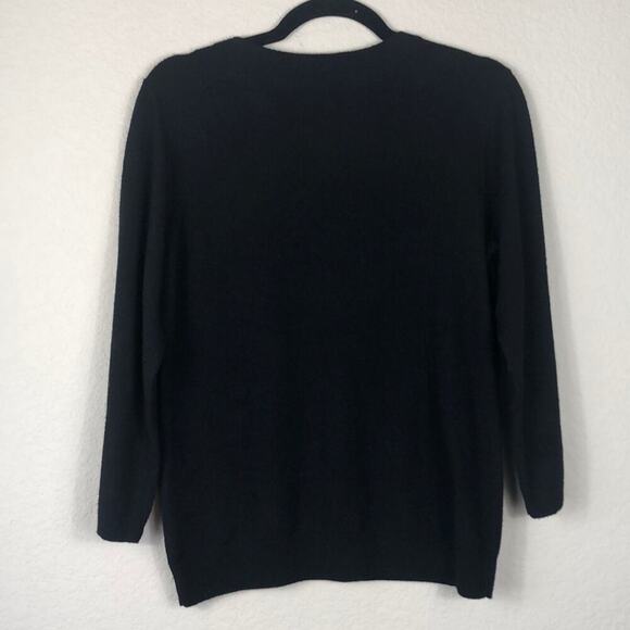 Talbots black lambs wool blend sweater sz medium minimalist neutral classic chic - Picture 4 of 4